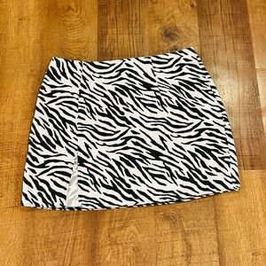Black and White Animal Print Mini Skirt